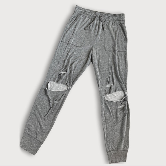 Express One Eleven Grey Ripped Joggers - Picture 2 of 3
